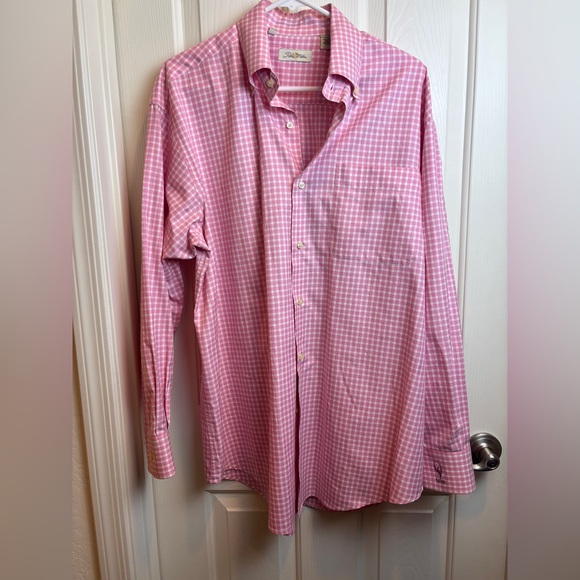 Peter MIllar Crown Men’s Crafted Button Down Shirt Casual Long Sleeve salmon L - Picture 4 of 5
